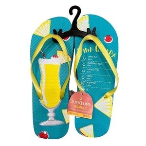 Piña Colada Recipe Summer Flip Flops, Size M 7/8